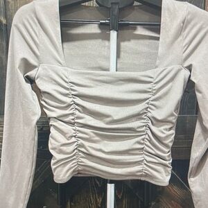 Elegant Ruched Gray Women's Top